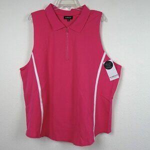 Kinesis Sleeveless Polo Top Women's Plus Size 3X Pink 1/4 Zip Athleisure Outdoor